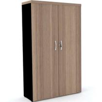 Armário Alto PE40 Pandin 80 cm (largura) em MDP Cor Noce Naturalle e Preto com Duas Portas Armário Alto PE40 Pandin 80 cm (largura) em MDP Cor Noce Naturalle e Preto com Duas Portas