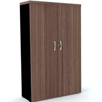 Armário Alto PE40 Pandin 80 cm (largura) em MDP Cor Walnut e Preto com Duas Portas Armário Alto PE40 Pandin 80 cm (largura) em MDP Cor Walnut e Preto com Duas Portas