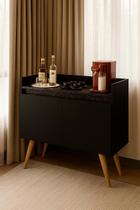 Armario Aparador Buffet 2 Portas Pés Palito Luxo Preto / Marmore Preto - MJM Casa dos moveis