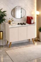 Armario Aparador buffet 3 portas Pés Palito Madeira Luxo Off / Marmore Branco - MJM Casa dos moveis