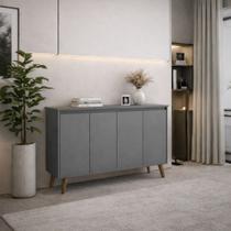 Armario Aparador Buffet Cantinho do Café 4 Portas Estylo Retrô Pés Palito Cores - Comprar Moveis em casa Cor:Cinza Armario Aparador Buffet Cantinho do Café 4 Portas Estylo Retrô Pés Palito Cores - Comprar Moveis em casa Cor:Cinza