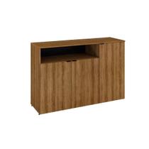 Armário Aparador Com 03 Portas E Nicho 89,5x135x42cm Wlap135 Lâmina Mel - Preto Armário Aparador Com 03 Portas E Nicho 89,5x135x42cm Wlap135 Lâmina Mel - Preto