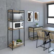 Armário Aparador Para Cozinha Estilo Industrial, AÇO/MDF - Lenna Decor