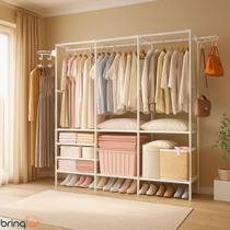 Armario Arara Cabideiro 3 Divisórias Closet Roupas Sapatos