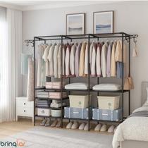 Armario Arara Cabideiro 3 Divisórias Closet Roupas Sapatos Armario Arara Cabideiro 3 Divisórias Closet Roupas Sapatos