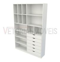 Armário Arara Gaveta Samara M13 100% Mdf closet loja