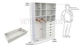 Armário Arara Gaveta Samara M2 Mdp Colmeia Closet Loja Roupa