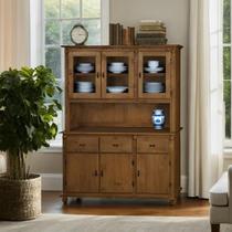 Armário Arca e Oratório de Madeira Colonial 6 Portas 3 Gavetas com Pés Torneados - Imbuia Glazer