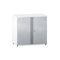 Armário Baixo 02 Portas Aretto Pandin 75 Cm Branco e Cinza