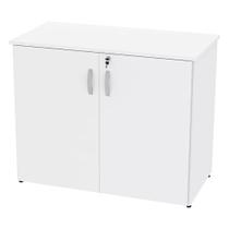 Armário Baixo 2 Portas Branco 80x74x45cm com Prateleira Regulável, Fechadura e Versatilidade