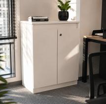 Armário Baixo Auxiliar Multiuso 2 Portas - Linha Studio Cor: Branco Armário Baixo Auxiliar Multiuso 2 Portas - Linha Studio Cor: Branco