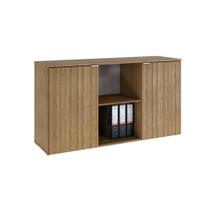 Armário Baixo Com 02 Portas E Nicho 75x135x42cm Wlab135 Lâmina Mel Branco Armário Baixo Com 02 Portas E Nicho 75x135x42cm Wlab135 Lâmina Mel Branco