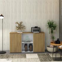 Armário Baixo com 2 Portas e Nicho 75cm x 135cm x 42cm Branco/Vermont Oak