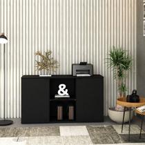 Armário Baixo com 2 Portas e Nicho 75x135x42cm Preto/Onix Armário Baixo com 2 Portas e Nicho 75x135x42cm Preto/Onix