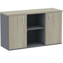 Armário Baixo Credenza PE25 121cm(largura)MDP Cor Nogueira CasaBlanca Grafito 2 Nichos 2 Portas Armário Baixo Credenza PE25 121cm(largura)MDP Cor Nogueira CasaBlanca Grafito 2 Nichos 2 Portas