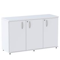 Armário Baixo Credenza PE25 Pandin 121,50 cm (largura) em MDP Cor Liso Branco com Três Portas