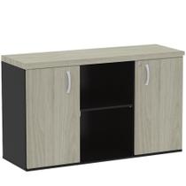 Armário Baixo Credenza PE40 Pandin 121,50 cm (largura) em MDP Cor Nogueira CasaBlanco e Preto