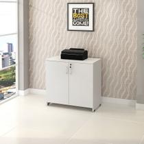 Armário Baixo Escritório 100% MDF 2 Portas Chave Branco Lilies Móveis Armário Baixo Escritório 100% MDF 2 Portas Chave Branco Lilies Móveis