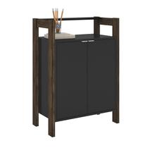 Armário Baixo Multiuso 2 Portas 65x90,5x35,5 cm Preto/Nogal Armário Baixo Multiuso 2 Portas 65x90,5x35,5 cm Preto/Nogal