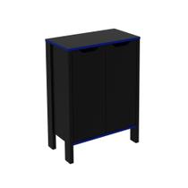 Armario Baixo Multiuso 2 Portas ME4164 Preto/Azul Tecnomobili