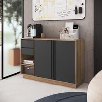 Armário Baixo para Escritório 2 Portas 2 Gavetas Mel/Grafite Office