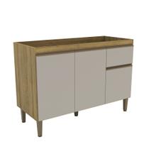 Armário Balcão Cozinha 120cm 3 Portas 1 Gaveta Mel/Arenas
