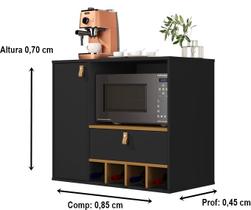 Armário Balcão Cozinha Suspenso com Adega cor Preto / Nature - JM Casa dos Móveis