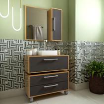 Armário Balcão de Banheiro com Rodizio e 2 Gavetas Alice