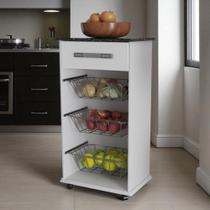 Armario Balcão Fruteira 3 Cestos Aramados Com 1 Gaveta Com Rodinhas B.I.H Armario Balcão Fruteira 3 Cestos Aramados Com 1 Gaveta Com Rodinhas B.I.H