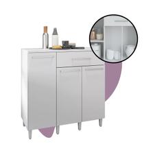 Armário Balcão Gabinete Multiuso Com Tampo Sala Lavanderia Organizador Estante Quarto Banheiro Cozinha Pia Paneleiro Forno Microondas 3 Portas Gaveta