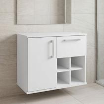 Armário Balcão Gabinete Para Banheiro 70cm Com 01 Gaveta 01 Porta Bia B06 Branco - Lyam Decor Armário Balcão Gabinete Para Banheiro 70cm Com 01 Gaveta 01 Porta Bia B06 Branco - Lyam Decor