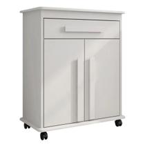 Armário Balcão Multiuso 2 Portas 1 Gaveta com Rodízios Chile Branco RV Móveis Armário Balcão Multiuso 2 Portas 1 Gaveta com Rodízios Chile Branco RV Móveis