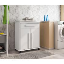 Armário Balcão Multiuso 2 Portas 1 Gaveta com Rodízios Chile Branco