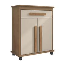 Armário Balcão Multiuso 2 Portas 1 Gaveta com Rodízios Chile Cinamomo/Off White RV Móveis