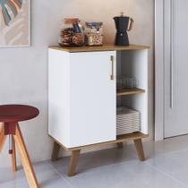 Armário Balcão Multiuso com 1 Porta 2 Nichos Branco Mel