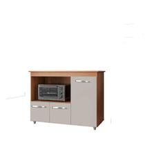 Armário Balcão Multiuso Cozinha Micro-ondas Forno Liza Cor Savana Off White Moblis Armário Balcão Multiuso Cozinha Micro-ondas Forno Liza Cor Savana Off White Moblis