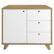 Armário Balcão Multiuso Para Escritório Sala 1 Porta 3 Gavetas Lugano A02 Olmo Branco - Lyam Decor Armário Balcão Multiuso Para Escritório Sala 1 Porta 3 Gavetas Lugano A02 Olmo Branco - Lyam Decor