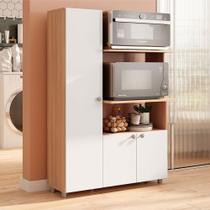 Armário Balcão para Forno e Micro-Ondas âmbar 3 Portas Freijó/Branco Armário Balcão para Forno e Micro-Ondas âmbar 3 Portas Freijó/Branco
