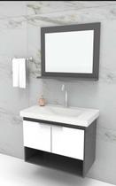 Armario Banheiro 60cm Kit Slim - Branco/Grafite - Fimap