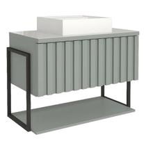 Armário Banheiro 80cm Mdf Aço Cuba Espelheira Porta Pistache Armário Banheiro 80cm Mdf Aço Cuba Espelheira Porta Pistache