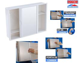 Armario Banheiro c/ Espelho - Branco - Porta Deslizante - 41cm x 28,5cm x 9,5cm - A21 - ASTRA