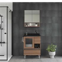 Armario banheiro com pe verre - 60cm noce verde - kit - gaam Armario banheiro com pe verre - 60cm noce verde - kit - gaam