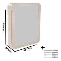 Armario Banheiro Embutir / Sobrepor Espelho De Vidro, Armário com parafuso e bucha Bege Armario Banheiro Embutir / Sobrepor Espelho De Vidro, Armário com parafuso e bucha Bege