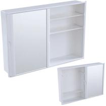 Armário Banheiro Espelheira Sobrepor e Embutir Branco 46,5x9,5x32cm 01 Porta Astra