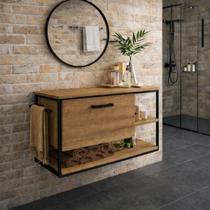 Armário Banheiro Gabinete para Cuba Pia Suspenso Porta Toalha