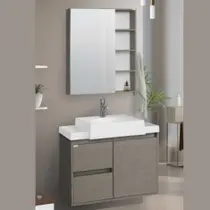 Armario banheiro kit valentina 60cm grigio - fabribam
