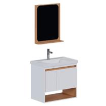 Armário Banheiro Madeira 60cm Verbena Jequitibá Branco com Lavatório - P103373 - COZIMAX Armário Banheiro Madeira 60cm Verbena Jequitibá Branco com Lavatório - P103373 - COZIMAX