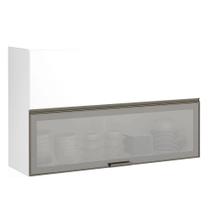 Armário Basculante Misto Perola 120 cm 1 Porta Fechada 1 Porta Alumínio com Vidro Reflecta Prata Luciane