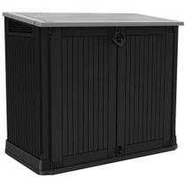 Armário Baú Depósito 880l Multiuso Externo Store Midi Modular Cinza e Preto Keter