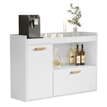 Armário Buffet Aparador Suspenso Cantinho do Café com 2 Portas 1 Nicho e 1 Prateleira para Organização da Sala Cozinha Espaçoso Design Moderno Branco
